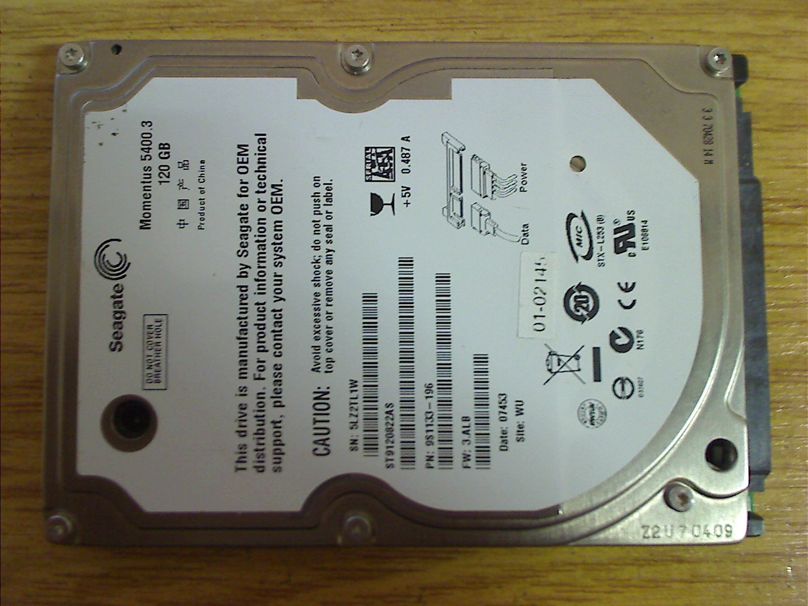 120 GB HDD Festplatte SATA 2.5" Seagate ST9120822AS - DEFEKT- (4)